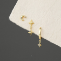 wholesale S925 Sterling Silver Wholesale Set Of Star And Moon Micro-inlaid Zirconia Earrings, Women's Unique Euro-american Design-0-2