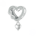 wholesale S925 sterling silver heart-shaped bead bracelet charm, eternal heart love positioning clasp-0-0