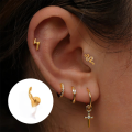 wholesale S925 Sterling Silver Zircon-studded Snake Spiral Cartilage Ear Piercing,ins。-0-4