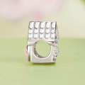 wholesale 925 Sterling Silver Sweet Home House Charm Pink Opal Heart Bead For Bracelet-0-1
