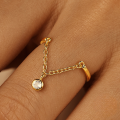 wholesale S925 Sterling Silver Adjustable Pearl And Crystal Ring With Heart, Tassel, And Chain-0-3