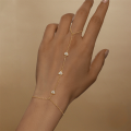 wholesale S925 Sterling Silver Love Heart Zircon Accent Chain-style Ring Bracelet-0-2