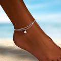 wholesale S925 Sterling Silver Adjustable Double-layer Cauliflower Chain With Pearl Pendant, Unisex Foot Anklet-0-3