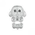 wholesale S925 sterling silver platinum-plated cute teddy bear charm bead bracelet dog beads-0-4