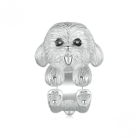 wholesale S925 sterling silver platinum-plated cute teddy bear charm bead bracelet dog beads-undefined