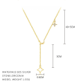wholesale S925 Sterling Silver Eight-pointed Star Tassel Chain Necklace With Zircon-0-6