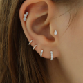 wholesale S925 Sterling Silver Zircon-studded Waterdrop Flat Thread Cartilage Ear Piercing, Minimalist Ins Style-0-1