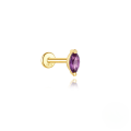 wholesale S925 Sterling Silver Geometric Zircon-inlaid Natural Amethyst Flat Threaded Ear Cartilage Stud-0-5
