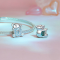 wholesale Metal S925 Silver Beads Valentine's Cute Iloveu Bear Loose Beads-0-2