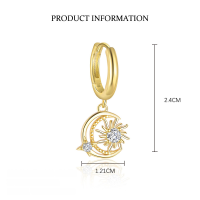 wholesale S925 Sterling Silver Star Moon Drop Zircon Earrings For Women,-E4970-Gold/Single 925 Silver