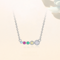wholesale S925 Sterling Silver Wholesale Women's Exquisite Smile Rainbow Necklace With Colorful Zircon Inlay Collarbone Chain-0-1