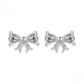 wholesale 925 Sterling Silver Bow Cubic Zirconia Stud Earrings For Women-0-0