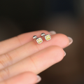 wholesale S925 Sterling Silver Ultra-sparkling Yellow Zircon Square Stud Earrings For Women, New Fashion Elegant Commute Mini Earrings For Pierced Ears-0-2