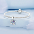 wholesale 925 sterling silver mother-child hugging heart charm bracelet heart-shaped beads-0-2