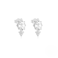 wholesale S925 Sterling Silver Zircon-inlaid Floral Stud Earrings, Trendy And Versatile-0-9