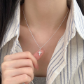wholesale S925 Sterling Silver White Agate Four-pointed Star Necklace For Women-0-3