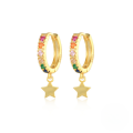 wholesale S925 Sterling Silver Colored Zircon Star Earrings With Hoop, Trendy Cross-border Fashion-0-0