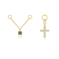 wholesale S925 Sterling Silver Design Earrings With Cross Charm Chain Drop And Crystal Accents-0-0