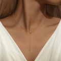 wholesale S925 Sterling Silver Y-shaped Zircon Accent Daily Wear Choker Necklace-0-1