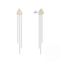 wholesale S925 Sterling Silver Butterfly Opal Zircon Fringe Chain Letter Earrings, Korean Style-0-5