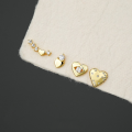 wholesale S925 Sterling Silver Hot-sale Wholesale Set: Distant Heart Micro-inlaid Stud Earrings, Minimalist Design-0-2