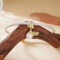 wholesale S925 Silver Autumn Bee Pendant Handmade Pearl Bead Bracelet Loose Beads-0-2