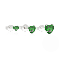 wholesale 925 Sterling Silver Classic Versatile Heart-shaped Zircon-accented Women's Earrings, 3-piece Set-0-7