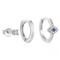 wholesale S925 Sterling Silver Classic Best-selling Evil Eye Zircon-encrusted Hoop Earring Ear Jewelry Set,ins-0-4