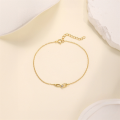 wholesale S925 Sterling Silver Infinite Loop Figure 8 Lucky Heart Zircon Accent Bracelet,-0-3