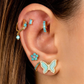 wholesale S925 Sterling Silver Turquoise And Zircon Ear Cuff Hoop Earrings,ins-0-2