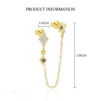 wholesale S925 Sterling Silver Cross-border Star-shaped Zircon Earrings For Women, Fashionable And Versatile Design-E5102-Gold/Single 925 Silver