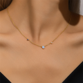 wholesale S925 Silver New Stylish Opal Zircon Pendant Choker Necklace,-0-2