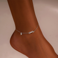 wholesale 925 Sterling Silver Simple Infinity Symbol With Zircon Accent Heart Ankle Chain, Cross-border Hot Seller-0-1