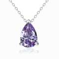 wholesale S925 Silver Cubic Zirconia Drop Necklace, December Birthstone, Minimalist Design-0-9
