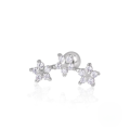 wholesale S925 Sterling Silver Three Five-pointed Stars Snowflake Threaded Ear Stud, Cold Style Women's Ear Cartilage Stud-0-4