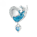 wholesale 925 Sterling Silver Blue Opal Heart Charm Bead For Bracelet-0-5