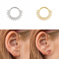wholesale S925 Sterling Silver Double Row Zircon-studded Single Cartilage Hoop Earring, Creative Ins Nose Ring-0-2