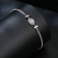 wholesale S925 silver, plated, delicate Moissanite woven bracelet, lightweight luxury women's accessory-0-1
