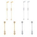 wholesale S925 Sterling Silver Tassel Chain Ins Zircon Inlaid Earrings For Daily Office Wear-0-0