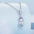 wholesale Sterling Silver 925 Fine Boy Girl Cat Pendant Beads Jewelry Charms-0-4