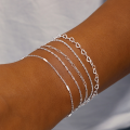 wholesale S925 Sterling Silver Cross Brushed Long Chain Link Women's Bracelet Diy,ins。-0-2