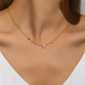 wholesale S925 Silver New Stylish Opal Zircon Pendant Choker Necklace,-0-1