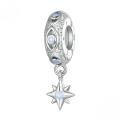 wholesale 925 Sterling Silver North Star Dangle Charm Blue Opal Bead For Bracelet-0-0