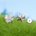 wholesale "S925 silver-plated white gold, matte textured flower earrings for women"-0-4