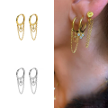 wholesale S925 Sterling Silver Geometric Trendy Tassel Crystal Ear Climber Earrings, Hot-selling In Europe And America-0-2