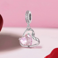 wholesale Sterling Silver 925 Heart Ribbon Bracelet Pendant Charms Beads-0-1