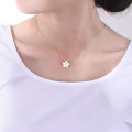 wholesale 925 Sterling Silver Flower Pendant Zircon Inlay Collarbone Chain Sweet Lovely Women's Necklace-0-1