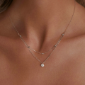 wholesale Sterling Silver S925 Plated White Gold Double Layered Moissanite Pendant Necklace-0-3