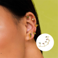 wholesale S925 Sterling Silver Zircon Accented Colored Ear Cuff, Ear Clip, And Stud Earrings In Korean Style Creative Design-0-1