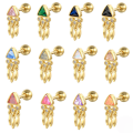 wholesale S925 Sterling Silver Mini Triangle Tassel Zircon Spiral Cartilage Stud Earrings, Creative And Versatile-0-0